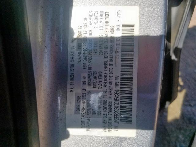 JM3ER293470154264 - 2007 MAZDA CX-7 SILVER photo 10