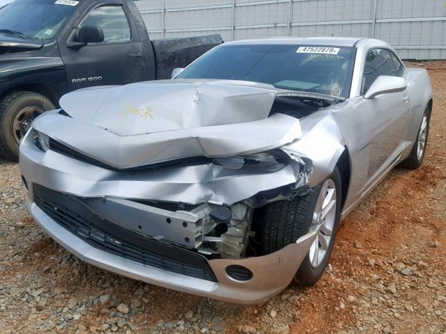 2G1FE1E34E9203211 - 2014 CHEVROLET CAMARO LS SILVER photo 2