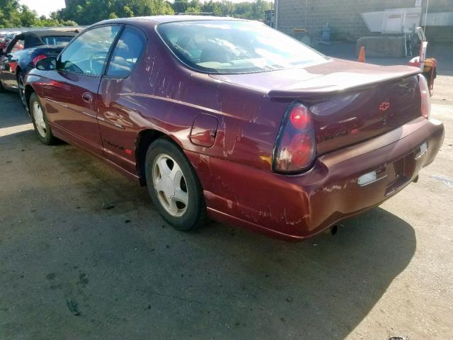 2G1WX15K119208927 - 2001 CHEVROLET MONTE CARL BURGUNDY photo 3