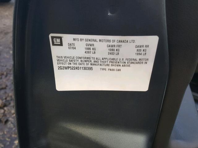 2G2WP522451130395 - 2005 PONTIAC GRAND PRIX GRAY photo 10