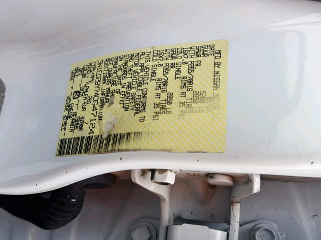 5N1ED28Y74C647124 - 2004 NISSAN XTERRA XE WHITE photo 10