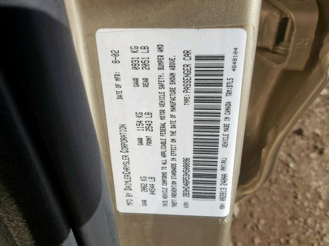 2B3HD46R53H508096 - 2003 DODGE INTREPID S 金色 照片 10