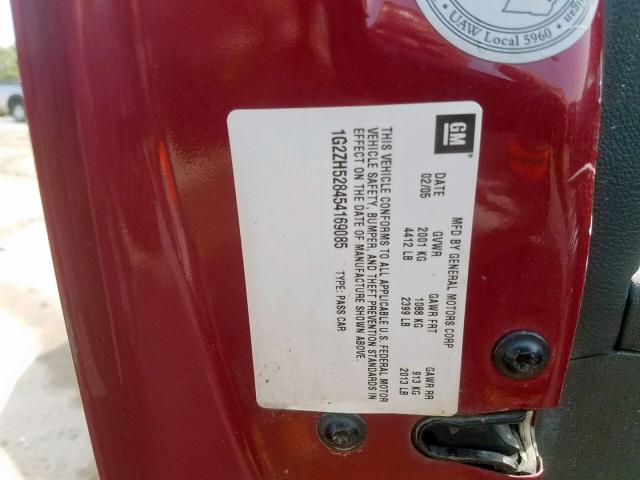 1G2ZH528454169085 - 2005 PONTIAC G6 GT RED photo 10