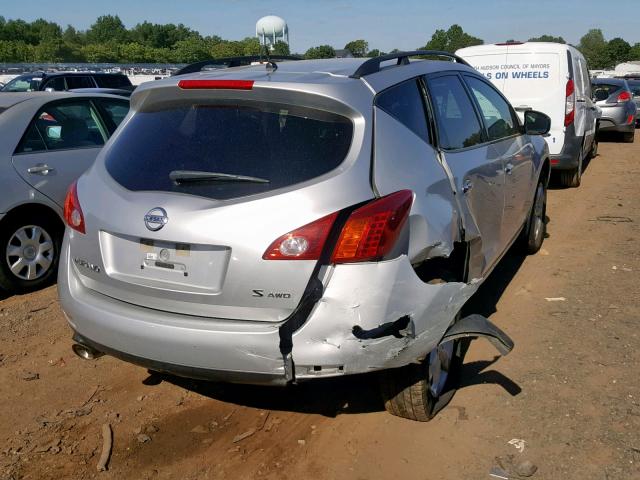 JN8AZ18W79W155412 - 2009 NISSAN MURANO S SILVER photo 4