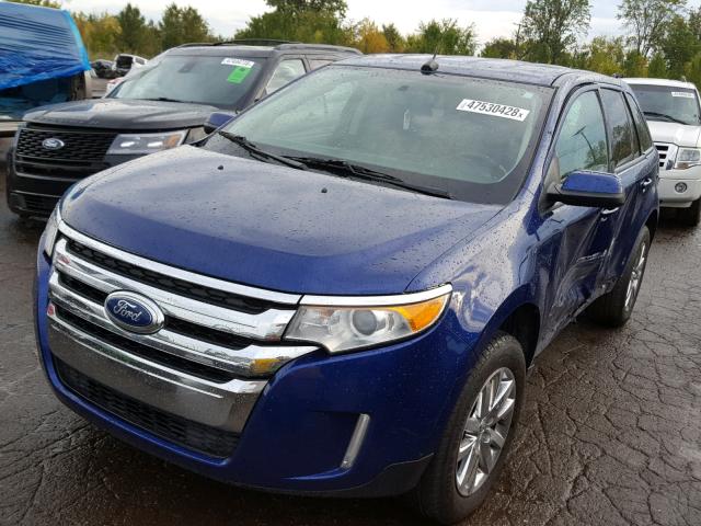 2FMDK3JCXEBB04311 - 2014 FORD EDGE SEL BLUE photo 2