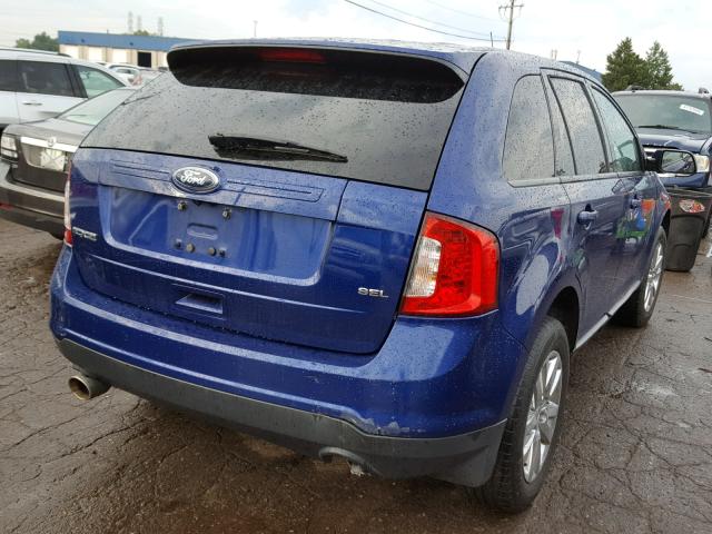 2FMDK3JCXEBB04311 - 2014 FORD EDGE SEL BLUE photo 4