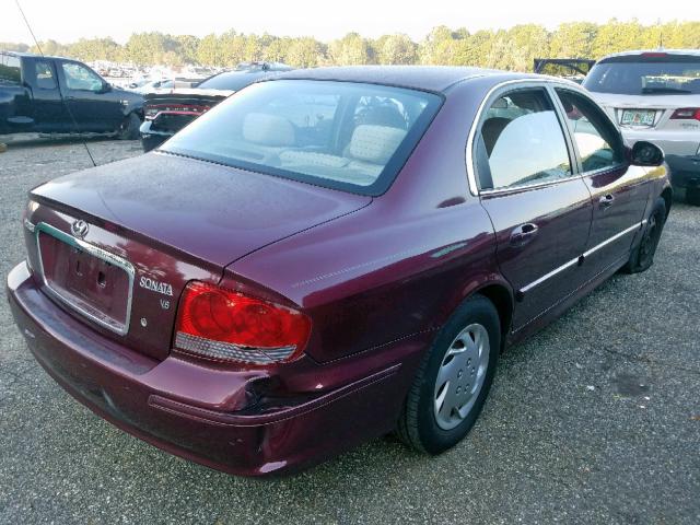 KMHWF25H73A855713 - 2003 HYUNDAI SONATA GL MAROON photo 4