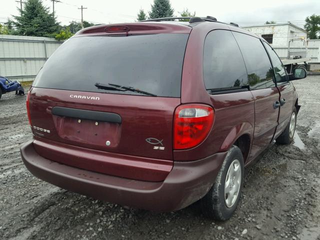 1D4GP25303B144149 - 2003 DODGE CARAVAN SE MAROON photo 4