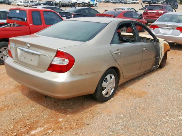 JTDBE32K020036820 - 2002 TOYOTA CAMRY LE TAN photo 4