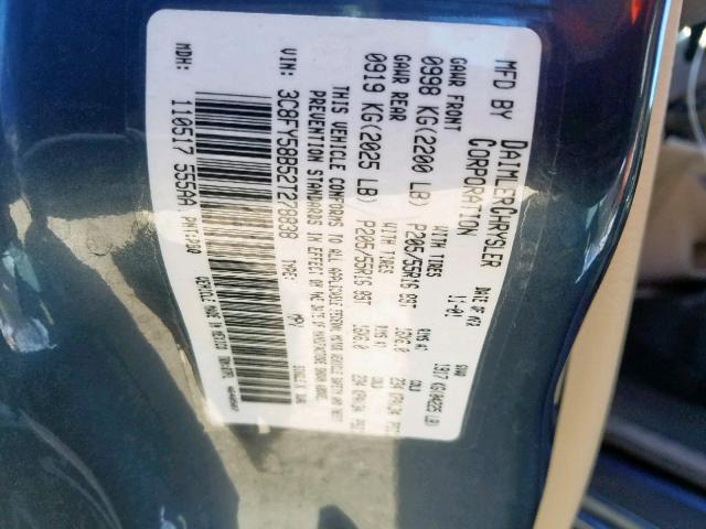 3C8FY58B52T278838 - 2002 CHRYSLER PT CRUISER BLUE photo 10