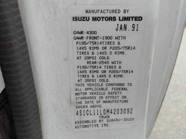 4S1CL11L0M4203092 - 1991 ISUZU CONVENTION WHITE photo 10