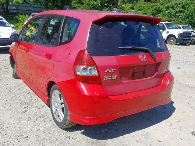 JHMGD38657S004023 - 2007 HONDA FIT S RED photo 3