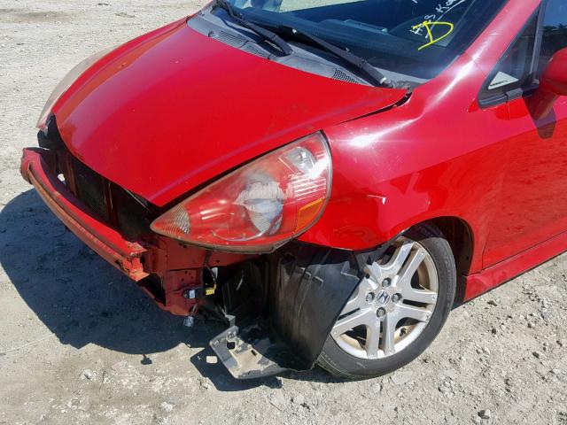 JHMGD38657S004023 - 2007 HONDA FIT S RED photo 9