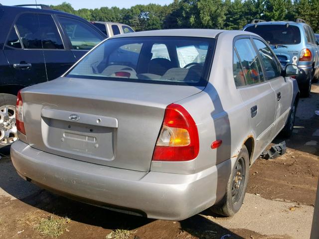 KMHCG45C32U400354 - 2002 HYUNDAI ACCENT GL SILVER photo 4