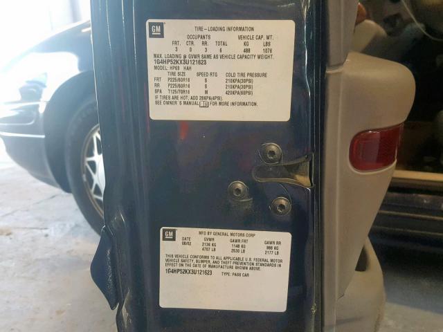 1G4HP52KX3U121623 - 2003 BUICK LESABRE CU BLUE photo 10