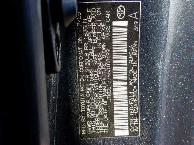 JTKDE177860108699 - 2006 TOYOTA SCION TC ნაცრისფერი ფოტო 10