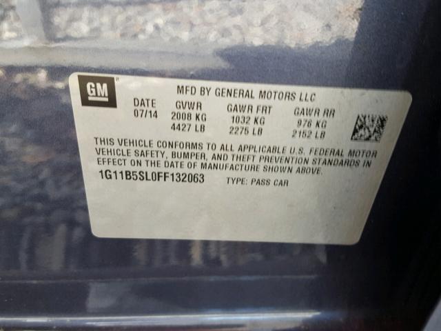 1G11B5SL0FF132063 - 2015 CHEVROLET MALIBU LS BLUE photo 10