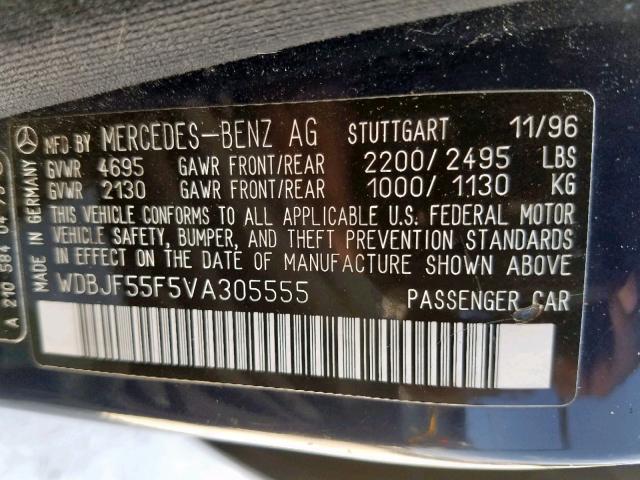 WDBJF55F5VA305555 - 1997 MERCEDES-BENZ E 320 BLUE photo 10