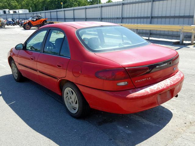 1FALP13P3VW127102 - 1997 FORD ESCORT LX RED photo 3