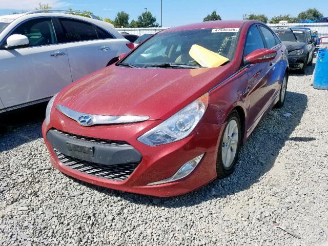 KMHEC4A46EA112935 - 2014 HYUNDAI SONATA HYB RED photo 2