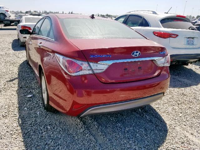 KMHEC4A46EA112935 - 2014 HYUNDAI SONATA HYB RED photo 3