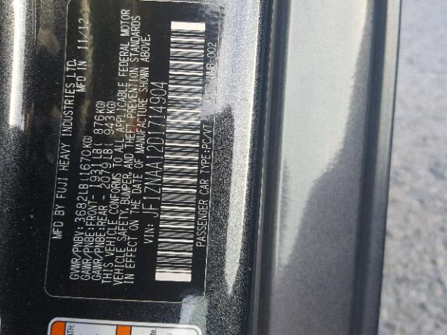 JF1ZNAA12D1714904 - 2013 TOYOTA SCION FR-S GRAY photo 10