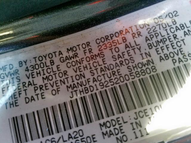 JTHBD192520058808 - 2002 LEXUS IS 300 BLACK photo 10