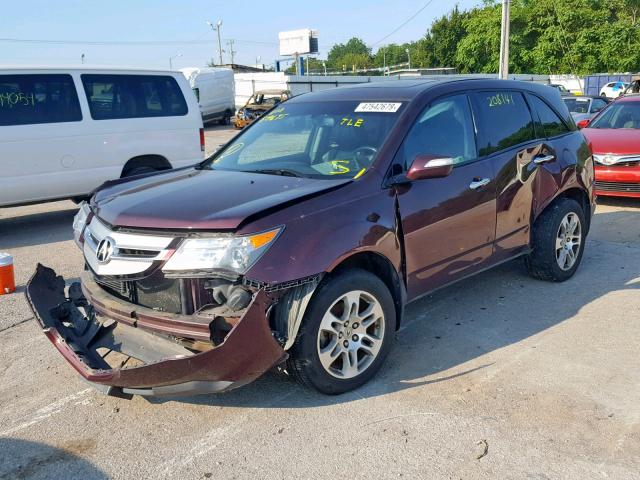 2HNYD282X8H519695 - 2008 ACURA MDX BURGUNDY photo 2