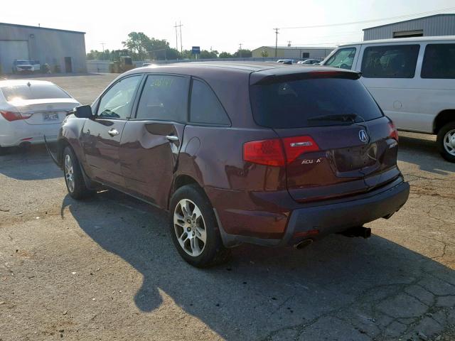 2HNYD282X8H519695 - 2008 ACURA MDX BURGUNDY photo 3