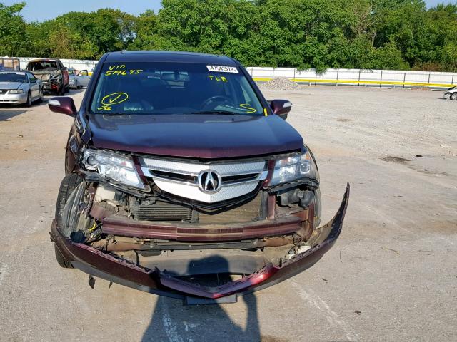 2HNYD282X8H519695 - 2008 ACURA MDX BURGUNDY photo 9