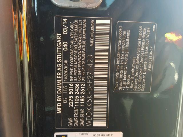 WDDKK5KF5EF271423 - 2014 MERCEDES-BENZ E 350 BLACK photo 10