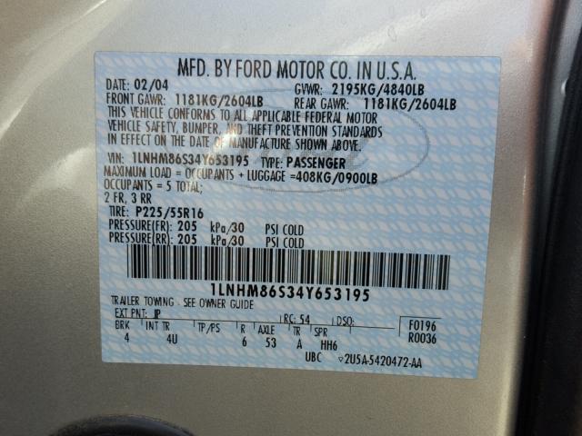 1LNHM86S34Y653195 - 2004 LINCOLN LS SILVER photo 10