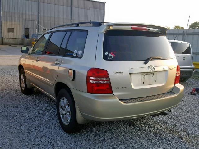 JTEHF21A910013587 - 2001 TOYOTA HIGHLANDER BEIGE photo 3