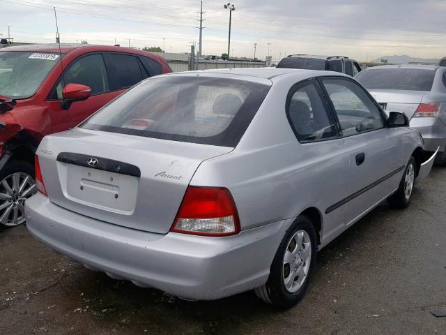 KMHCF35G6YU057970 - 2000 HYUNDAI ACCENT L SILVER photo 4