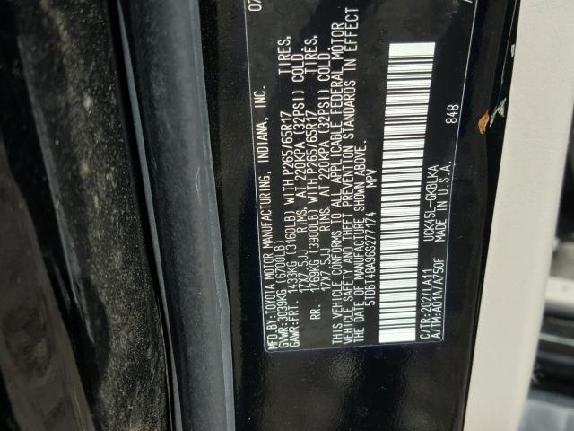 5TDBT48A96S277174 - 2006 TOYOTA SEQUOIA LI BLACK photo 10