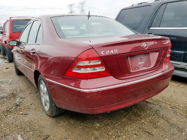 WDBRF61J61F016717 - 2001 MERCEDES-BENZ C 240 RED photo 3