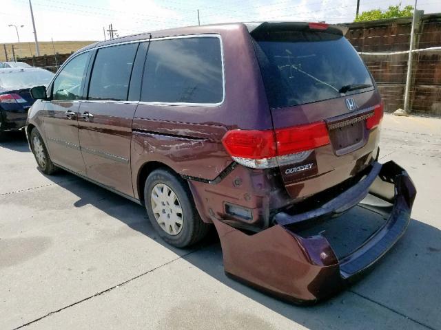 5FNRL38209B057271 - 2009 HONDA ODYSSEY LX MAROON photo 3