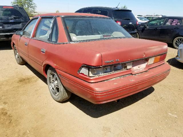 2FAPP36X6MB160085 - 1991 FORD TEMPO GL RED photo 3