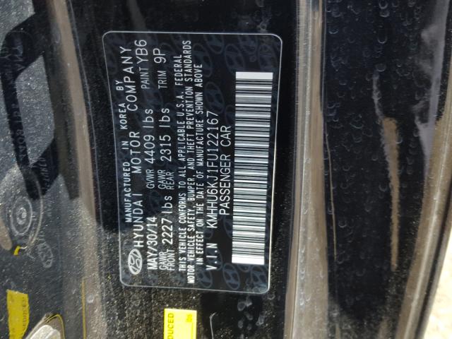 KMHHU6KJ1FU122167 - 2015 HYUNDAI GENESIS CO BLACK photo 10