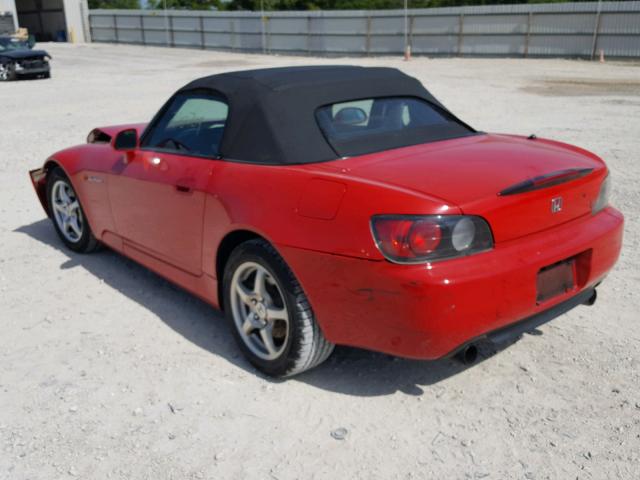 JHMAP1142YT004180 - 2000 HONDA S2000 RED photo 3