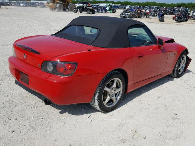 JHMAP1142YT004180 - 2000 HONDA S2000 RED photo 4