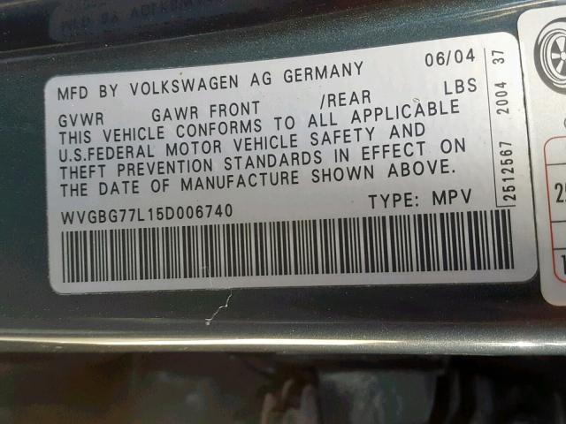 WVGBG77L15D006740 - 2005 VOLKSWAGEN TOUAREG 3. BLUE photo 10