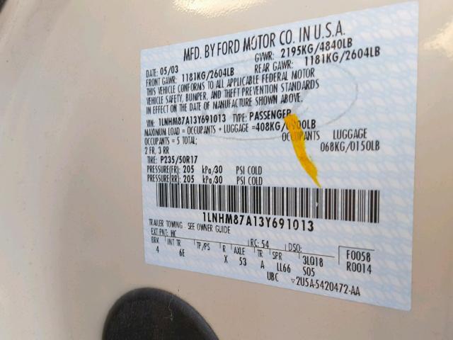 1LNHM87A13Y691013 - 2003 LINCOLN LS 奶油色 照片 10