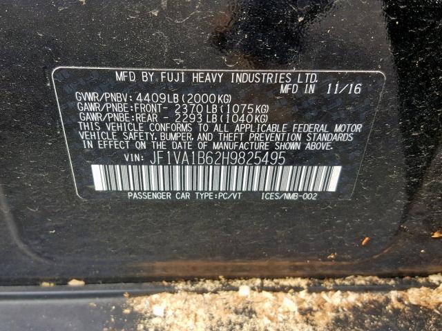 JF1VA1B62H9825495 - 2017 SUBARU WRX BLACK photo 10