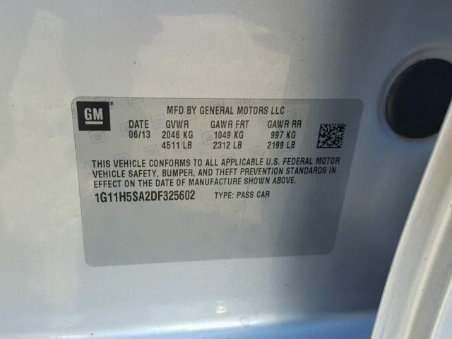 1G11H5SA2DF325602 - 2013 CHEVROLET MALIBU LTZ 银色 照片 10