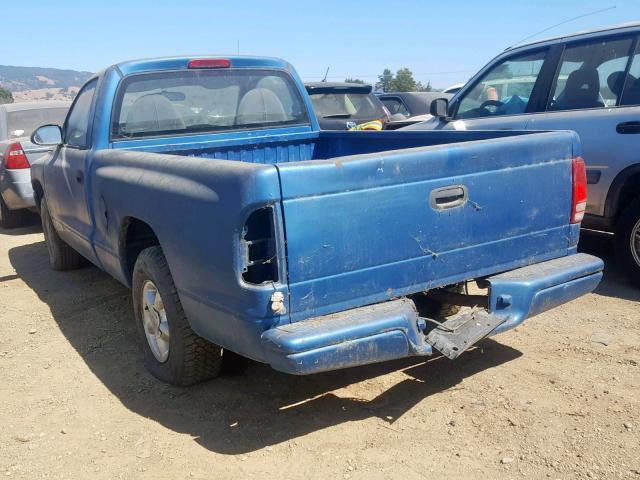 1B7FL26P4WS597250 - 1998 DODGE DAKOTA BLUE photo 3