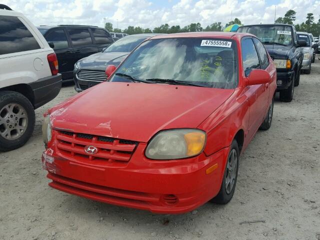 KMHCG35C54U285639 - 2004 HYUNDAI ACCENT GL RED photo 2