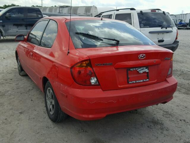 KMHCG35C54U285639 - 2004 HYUNDAI ACCENT GL RED photo 3