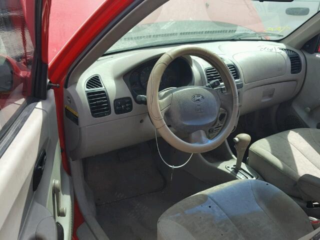 KMHCG35C54U285639 - 2004 HYUNDAI ACCENT GL RED photo 9