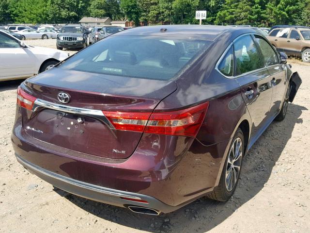 4T1BK1EB6JU289006 - 2018 TOYOTA AVALON XLE MAROON photo 4